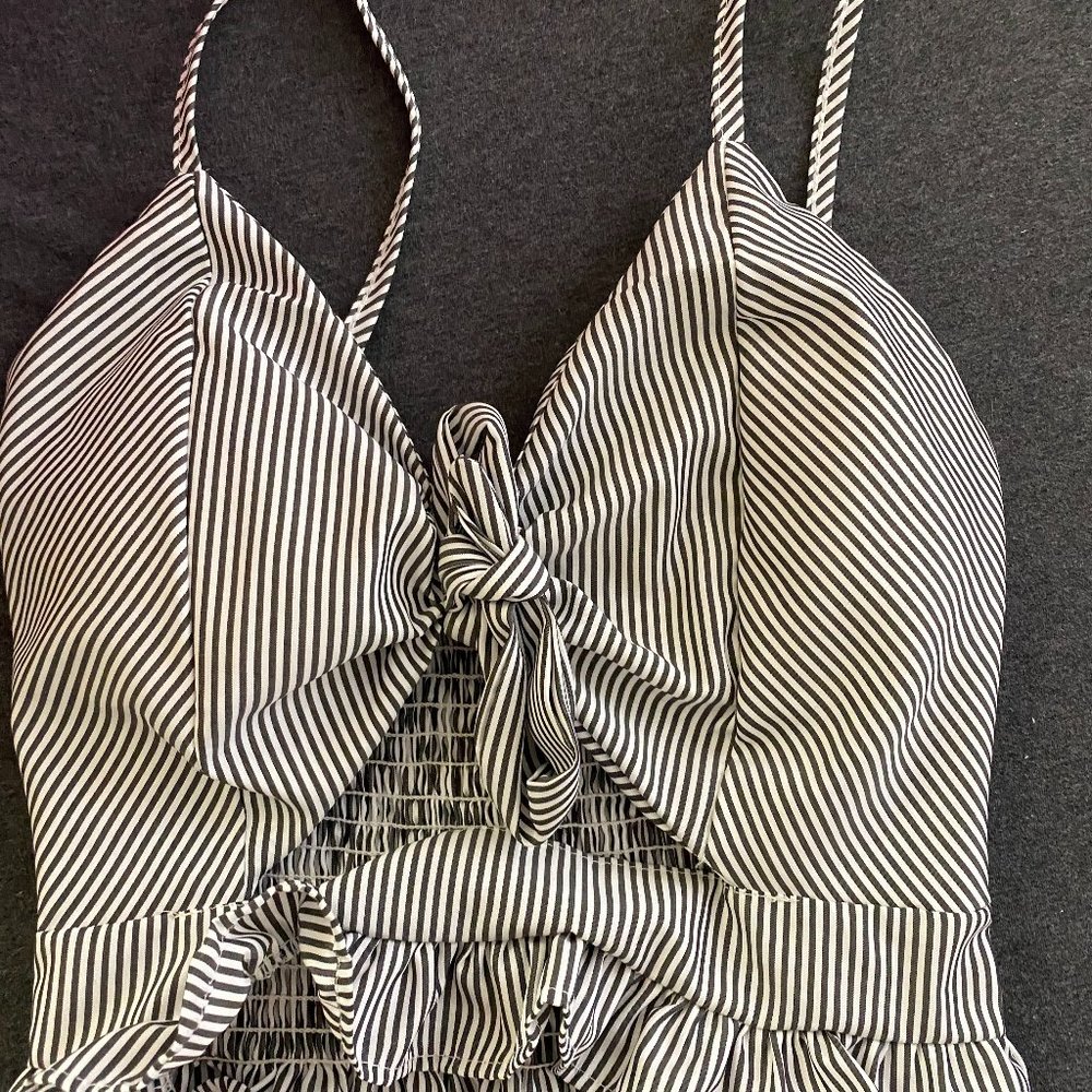 Gray and White CROP TOP